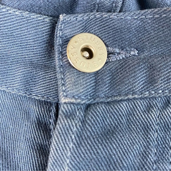 STUSSY Cropped Pants Women' Size Small 28x28 Straight Leg 100% Cotton Blue - Picture 4 of 15